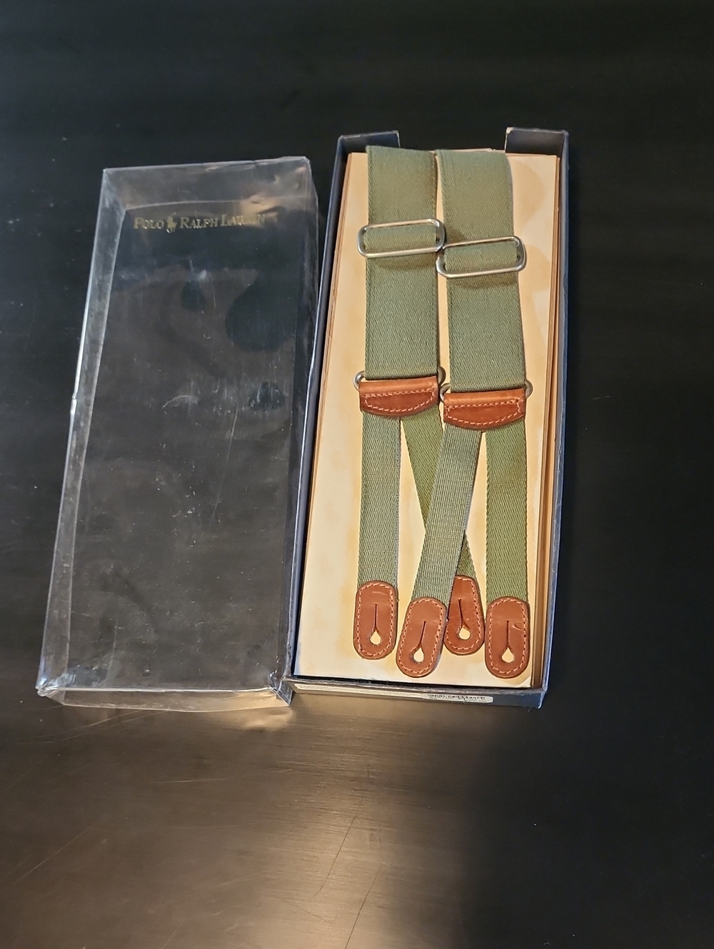 NIB Vintage Polo Ralph Lauren "Fatigue" Web Suspenders Made in USA w/ Buttons